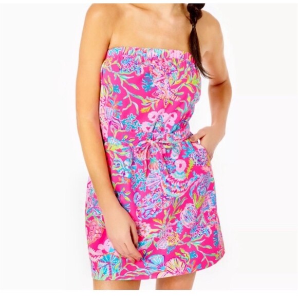 Lilly Pulitzer Cover Up Dress Womens M Pink Shell Me Something Good - Picture 4 of 8